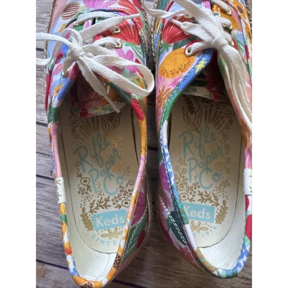 Keds X Rifle Paper Co The Platfo Slip On Sneakers 8.5 Jute Floral Sicily WF67299 - Picture 4 of 8